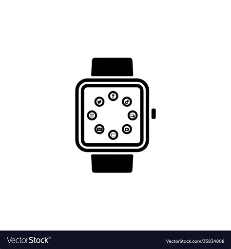 Smart android watch hand clock black icon Vector Image