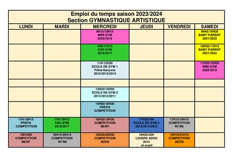 PLANNINGS SAISON 2023 2024 LA JEUNE FRANCE