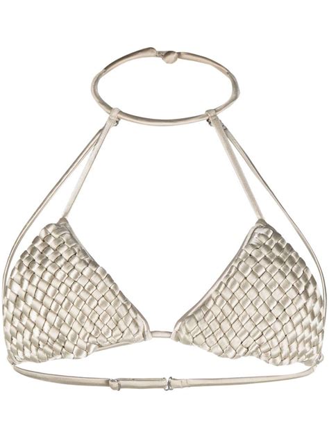 Isa Boulder Interwoven Bikini Top In Gray Lyst