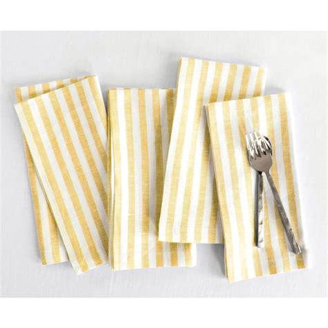 Solino Home Striped Linen Napkins 20 X 20 Inch Cloth Dinner Set Of 4