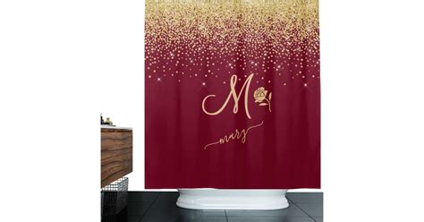 Elegant Custom Monogram Red Gold Sparkle Shower Curtain Zazzle