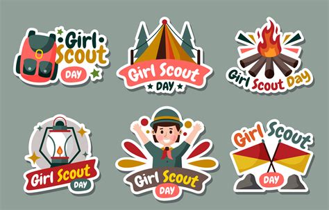 Girl Scout Sticker Set 6879952 Vector Art At Vecteezy