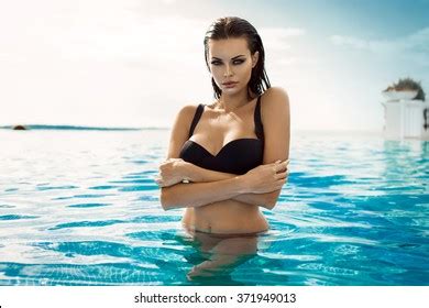 Sexy Model Wearing Bikini Pool Stock Photo Shutterstock