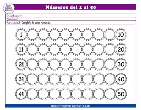 Números Del 1 Al 50 Para Niños De Preescolar Imprimibles