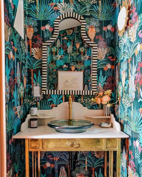 Pin By YELIS On 5 28 Eclectic Art Deco Bathroom Phoenix Wallpaper