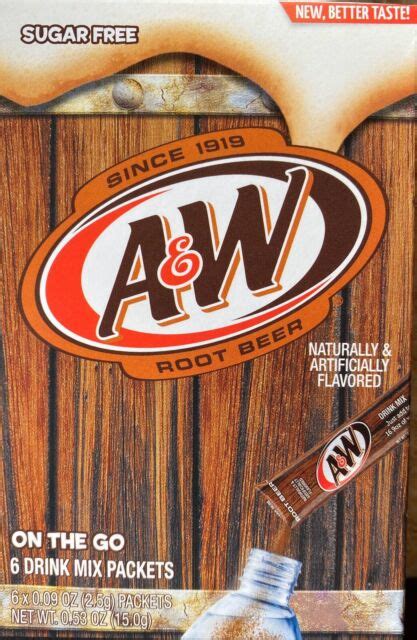 Aandw Root Beer Drink Mix 5 Boxes With 6 Packet Each Singles Fresh Sugar