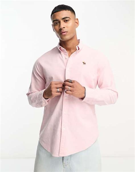 Abercrombie And Fitch Icon Logo Oxford Shirt In Pink Asos