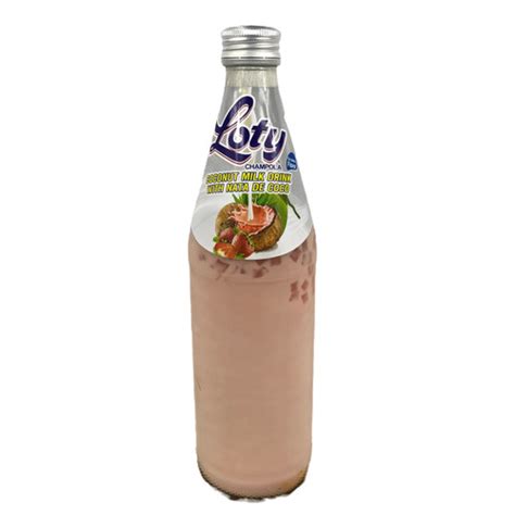 Loty Coconut Milk Drink With Nata De Coco 16 4oz Strawberry Flavor