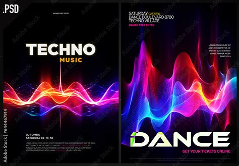 Trance festival poster or flyer design with generative ai background Stock Template | Adobe Stock