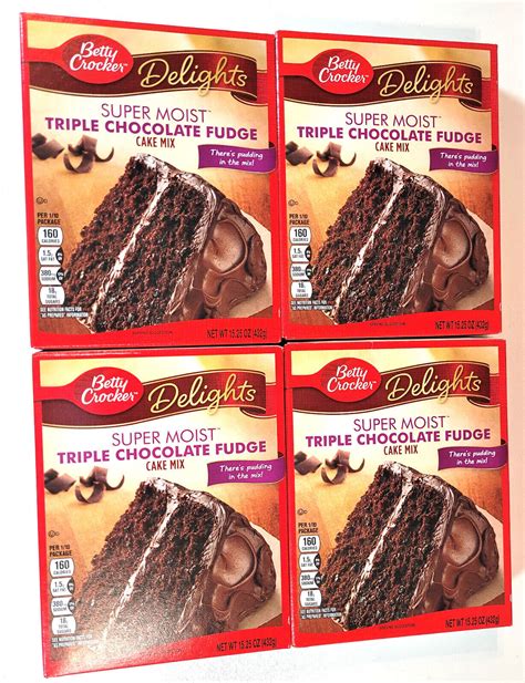 Mavin 4 Boxes Betty Crocker Delights Super Moist Triple Chocolate Fudge Cake Mix 15 Oz