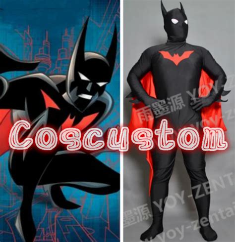 Coscustom High Quality Batman Beyond Costume Black And Red Batman Costume Spandex Lycra Bodysuit