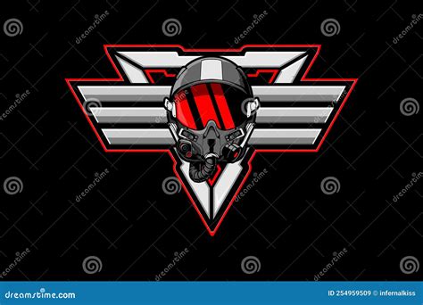 Pilot Helmet Vector Shield Badge Logo Template Stock Vector