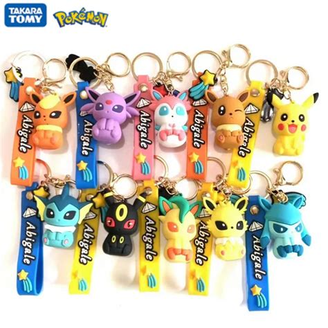 Pokemon Anime Figure Pikachu Keychain Toy Pet Eevee Leafeon Sylveon