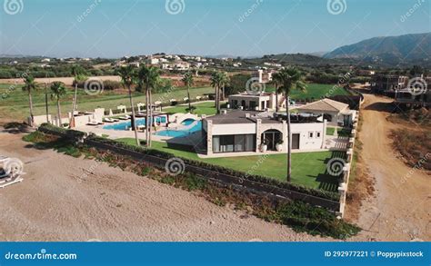 Luxury House Mansion In Kavros Greece Drone Aerial View Of A