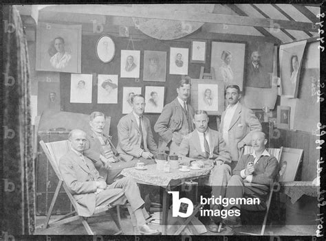 Image Of First World War Internees Inside An Internment Hut Or Chalet