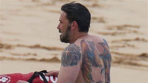 Ben Affleck S Giant Back Tattoo Is Real And On Display Two Years After He Claimed It Was Fake