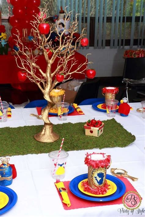 Beautiful Gold Tree Centerpiece For A Snow White Birthday Party Snow