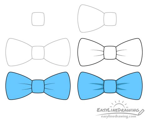 How To Draw A Bow Tie Step By Step Easylinedrawing