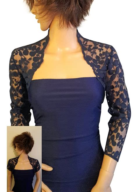 Ladies Navy Lace Shrugbolero 34 Or Short By Lowlitafashions