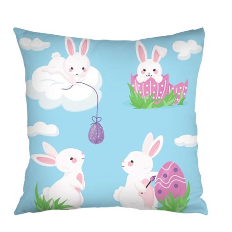 Dicasser 1 Pack Easter Bunny Throw Pillow Covers Spring Rabbit Egg