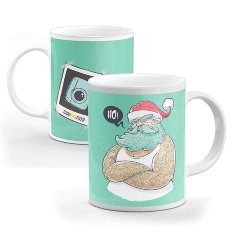 Caneca Natal Papai Noel Estiloso Verde Claro Personalizada Submarino