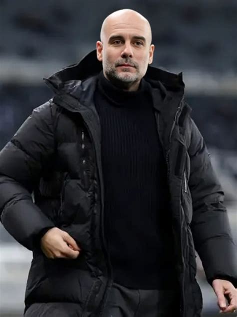 Pep Guardiola Puffer Hooded Jacket | Pep Guardiola Coat - Down Jacket