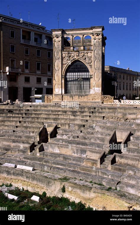 Italy Puglia Lecce Piazza Sant Oronzo Ancient Roman Amphitheatre