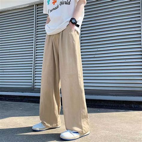 Wiaofellas Spring Cotton Wide Leg Pants Men Fashion Solid Color Casual