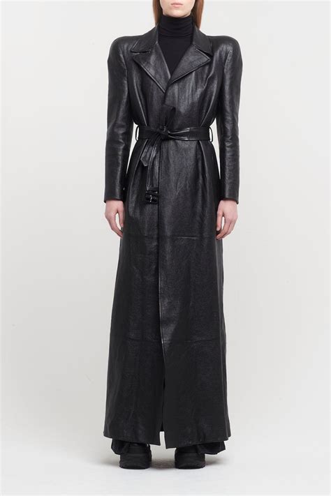 Balenciaga Maxi Leather Trench Coat In Black Lyst