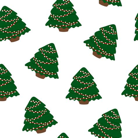 Christmas Tree Vector Seamless Pattern Christmas Pattern Print Background Wallpaper Textile