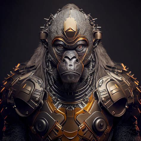 Premium Photo Gorilla In Cyberpunk Futuristic Robotic Metal Ancient