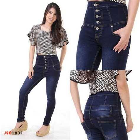 Jual Jsk Celana Panjang Highwaist Jeans Wanita Kancing Shopee Indonesia