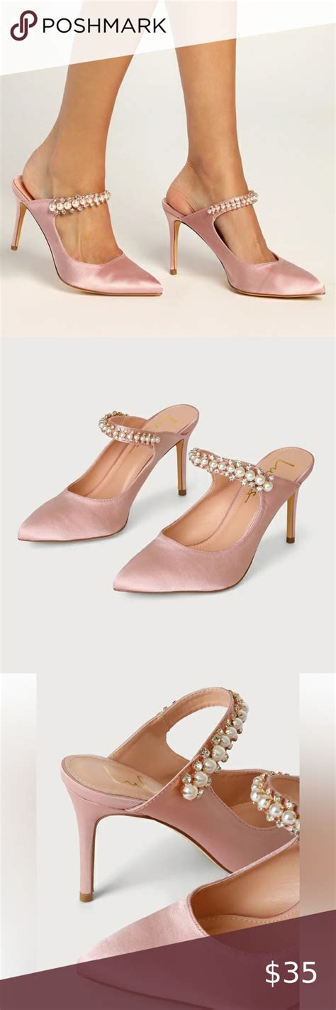 Lulus Sephoraa Rose Gold Satin Pearl Pointed Toe Mule Pumps Pumps