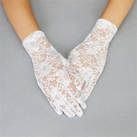 Glv960 Pu Lace Gloves Wflowers Purple