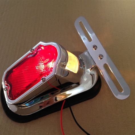 HTT MOTOR Motorcycle Chrome Red Tombstone Brake Tail Light Signal For