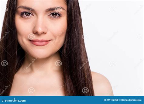 Cropped View Portrait Of Attractive Woman Perfect Skin Pore Enhancement