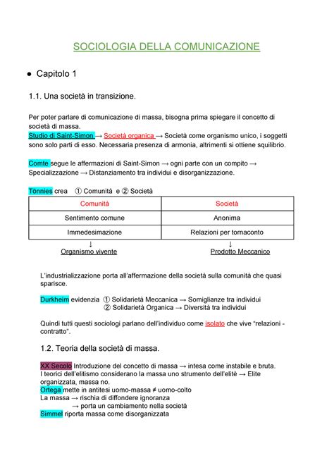 Sociologia Della Comunicazione Appunti Libro E Slide SOCIOLOGIA