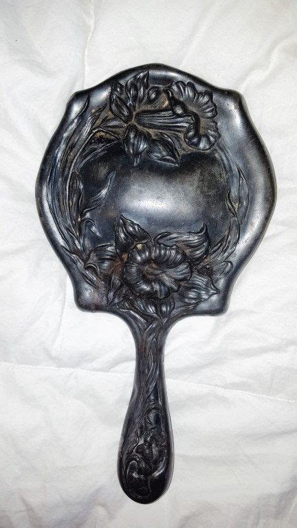 Art Nouveau Pewtersilver Colored Hand Mirror 1940s With Etsy Art