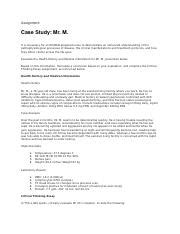 Assignment Docx Assignment Case Study Mr M It Is Necessary For An