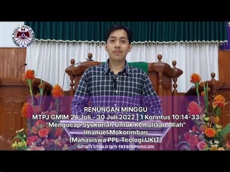 Renungan Minggu Korintus Mengucap Syukurlah Untuk