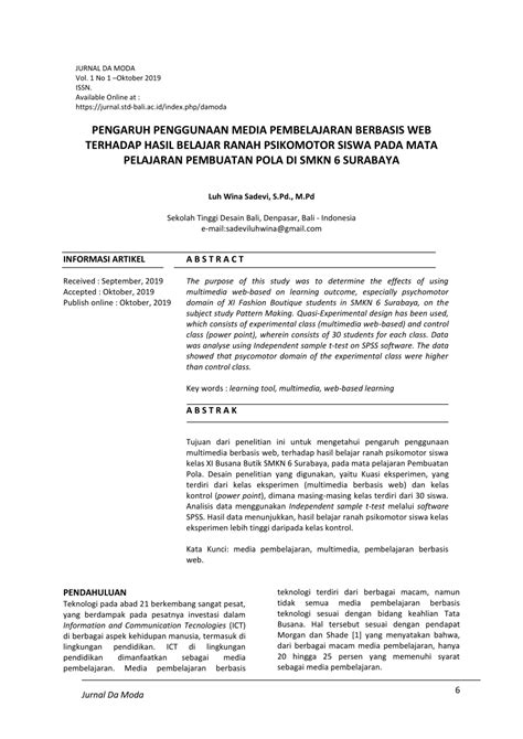 Pdf Pengaruh Penggunaan Media Pembelajaran Berbasis Web Terhadap