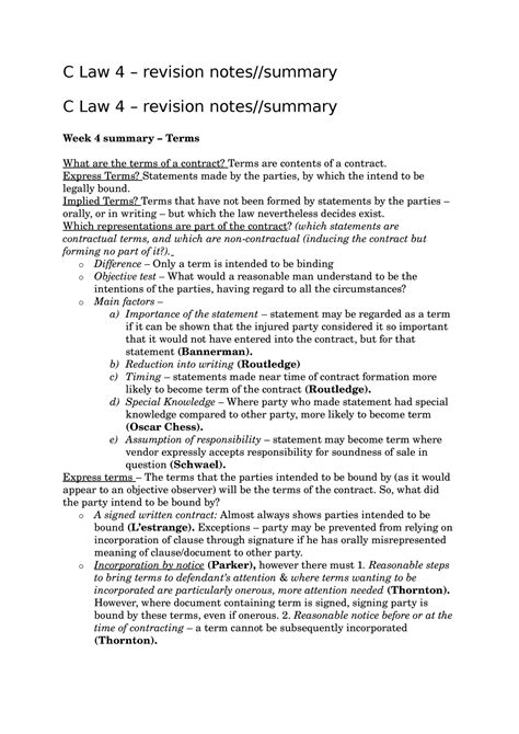 Pgdl Revision Terms C Law Revision Notes Summary C Law