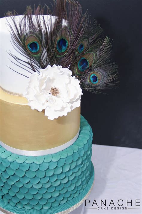 Peacock Themed Wedding Cake Engagement Weddingcakes Green Purple