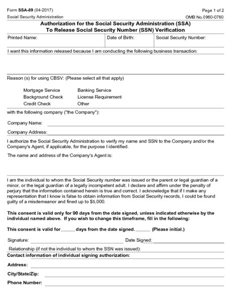 Ssa 89 Fillable Form Printable Forms Free Online