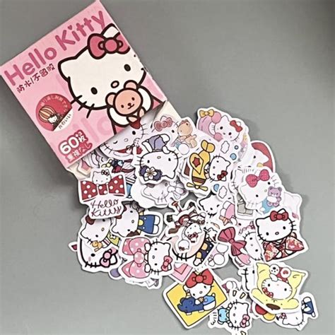 T Box Of 60 Kitty Sanrio Stickers Kurumi Cute Cartoon Decoration