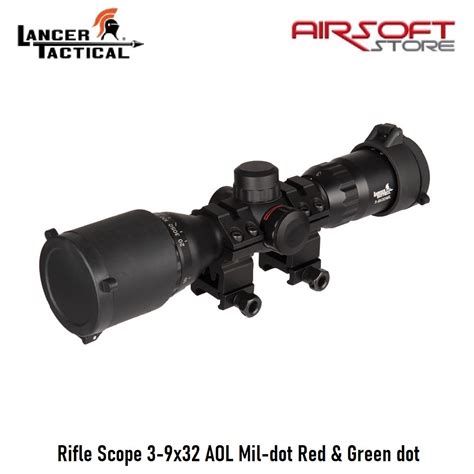 Rifle Scope X Aol Mil Dot Red Green Dot Airsoft Store