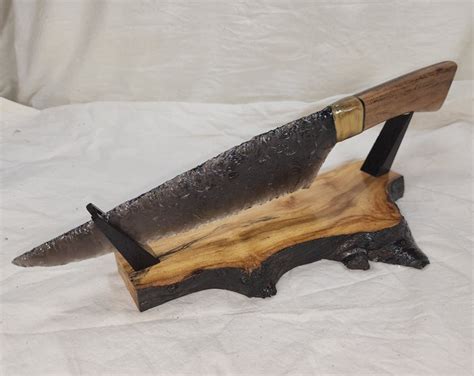 Rainbow Obsidian Knife With Chechen Handle With Display Stand