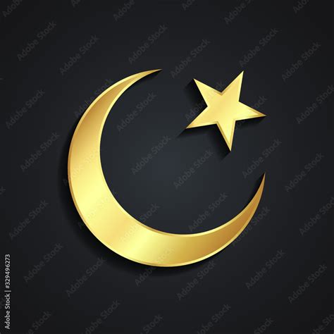 star and crescent moon 3d golden islam religious symbol Stock Vector ...