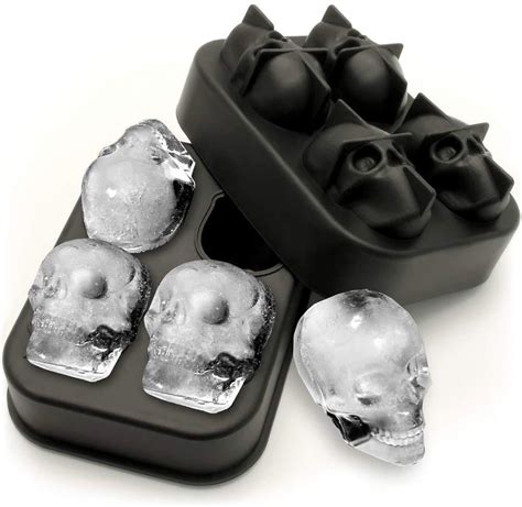 Forma De Silicone Gelo Formato Caveira Crânio 3d 4 Caveiras CLINK