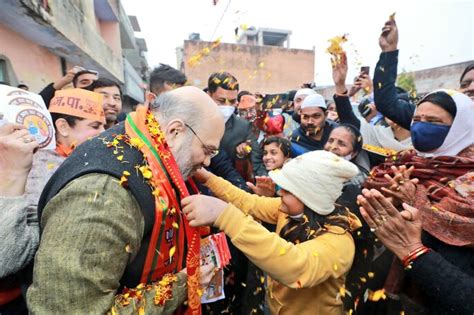 Up Election 2022 Amit Shah Holds Door To Door Campaign In Mathura In